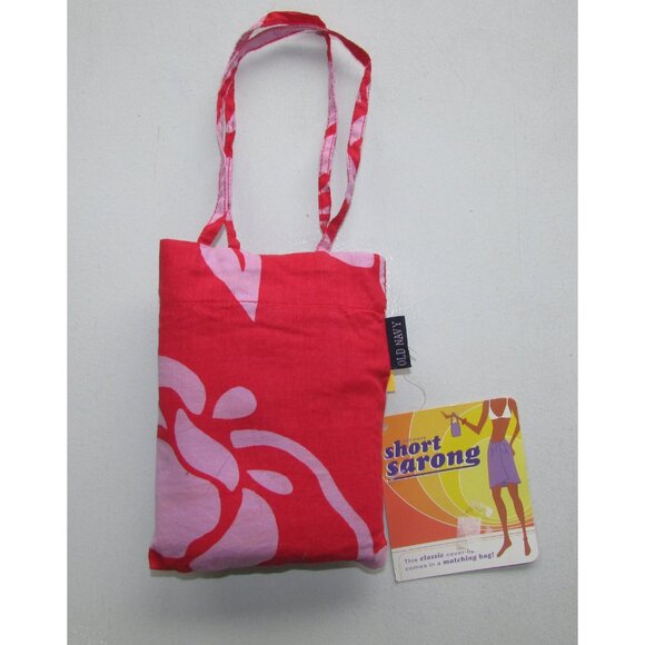 Old Navy Red Tropical Print Sarong with BAG - NEW - Picture 2 of 5